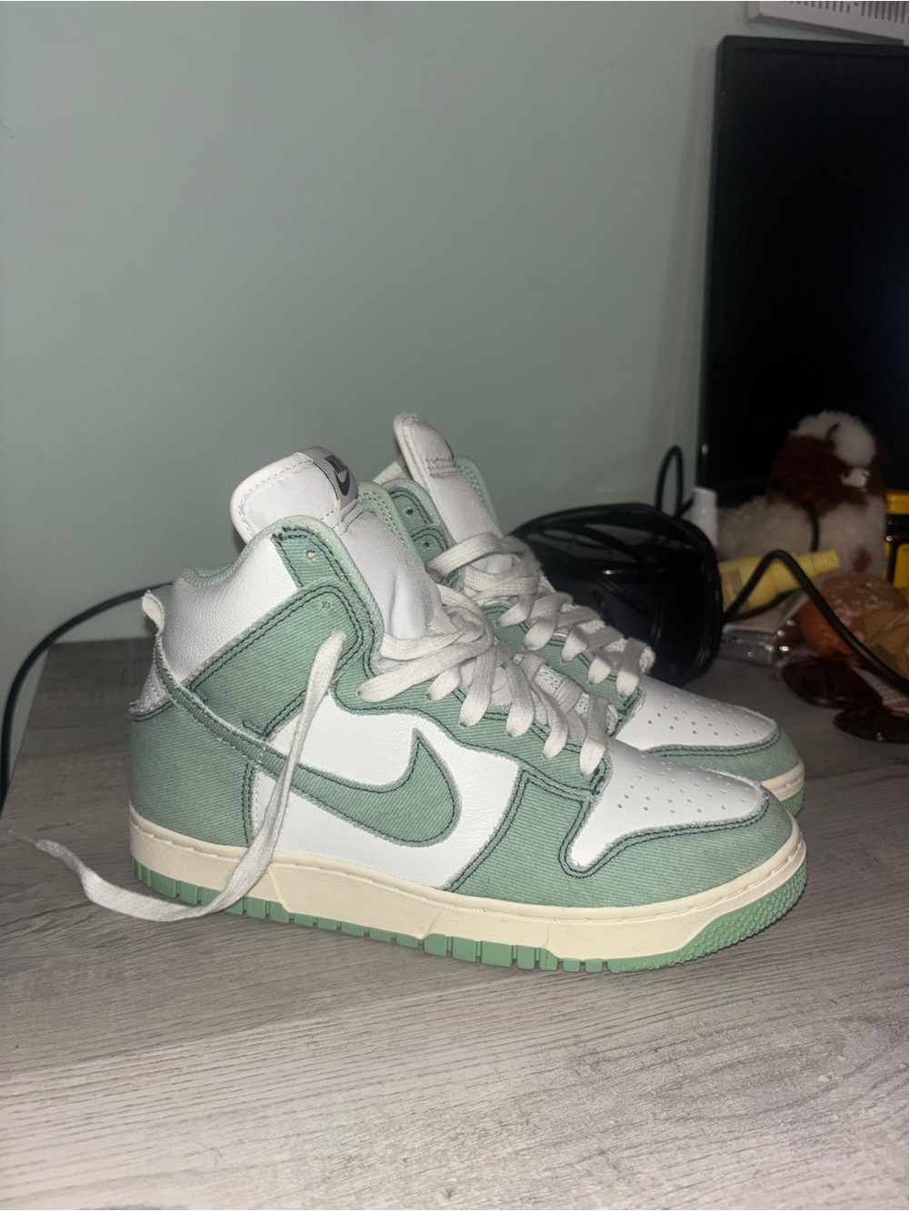 Nike Dunk Highs Sneakers in Mint Green and White